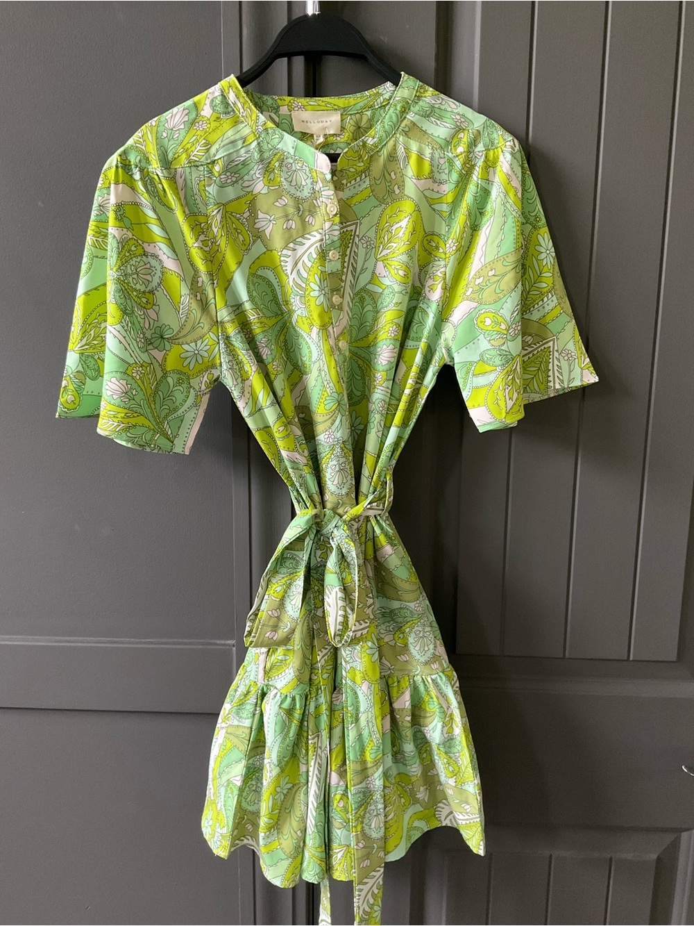 MELLODAY Green Paisley Mini Dress